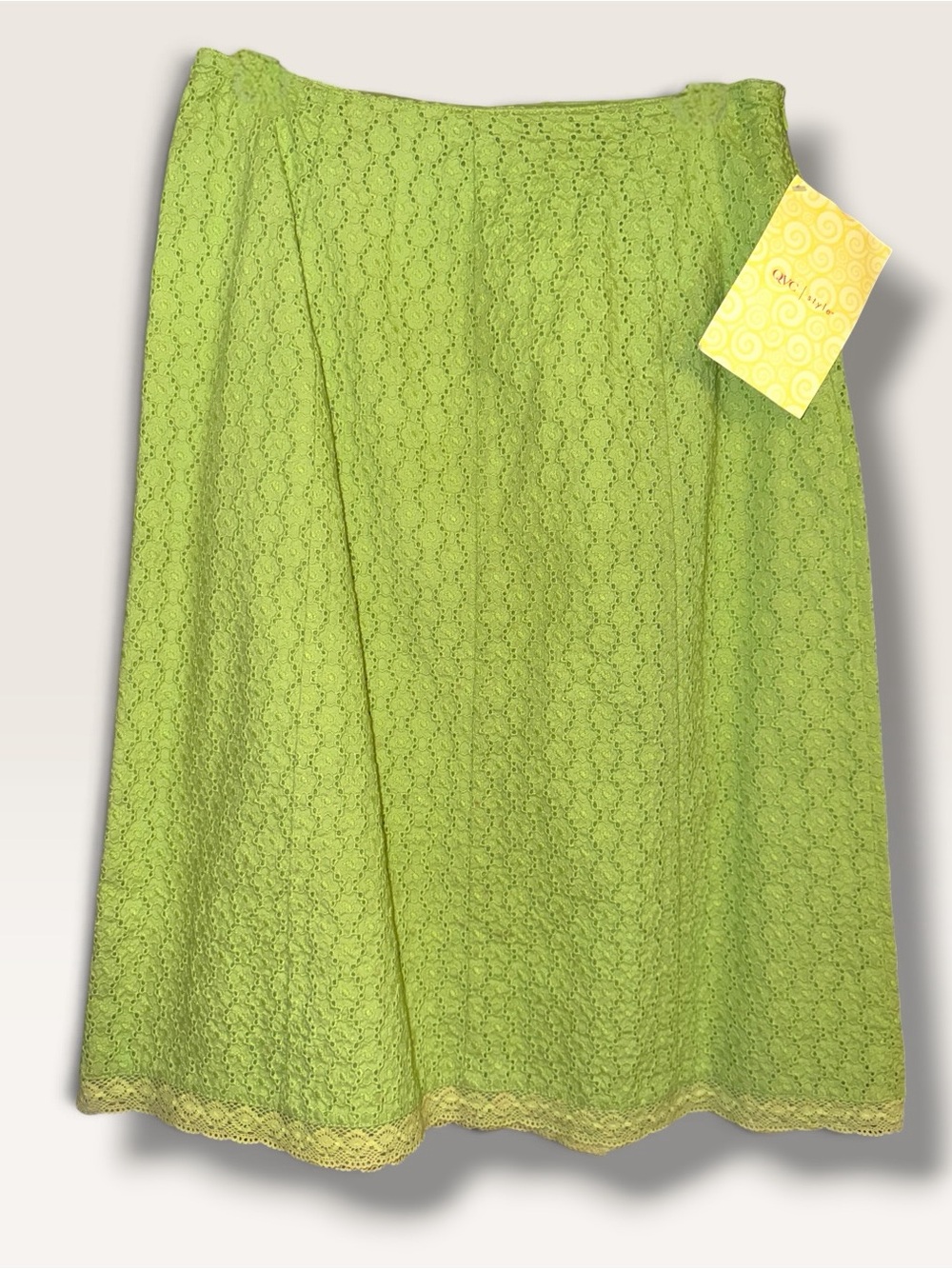 Denim&Co Lime Green Eyelet A-Line Skirt
